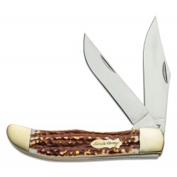 Couteau Schrade Folding Bowie Manche Staglon 2 Lames 7Cr17MoV Etui Cuir SCH1135997 - Livraison Gratuite