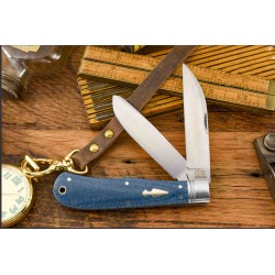 Couteau Rough Ryder Reserve Heavy Trapper Denim Manche Micarta Lames Acier D2 RRR011 - Livraison Gratuite