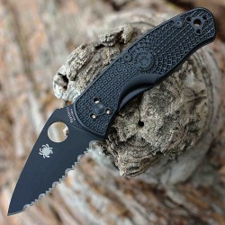 Couteau Spyderco Persistence Lightweight Lame Acier 8Cr13Mov Black Serr Manche FRN Linerlock SC136SBBK - Livraison Gratuite