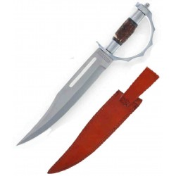 Couteau Rough Ryder Vaquero Mexican Lame Acier Inox Manche Bois de Cerf Etui Cuir RR2249 - Livraison Gratuite