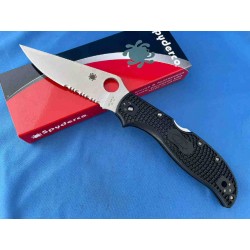 Couteau Spyderco Stretch 2 XL Part Serrated Lame Acier VG-10 Manche FRN Lockback Made In Japan SC258PSBK - Livraison Gratuite