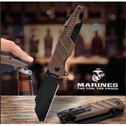 Couteau United Cutlery USMC Brewski A/O Lame Acier 3Cr13 Manche Alu Ouvre Bouteilles Tournevis UC3537 - Livraison Gratuite