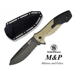 Couteau Tactical Smith&Wesson M&P Lame Acier 8Cr13MoV Manche Aluminium Etui Nylon SWMPF2CSCP - Livraison Gratuite