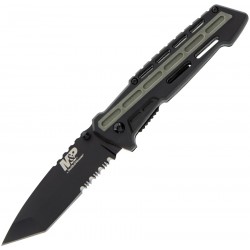 Couteau Smith&Wesson M&P Tanto Lame Acier 8Cr13MoV Serr Manche ABS Black/Gray Linerlock Clip SW1100083 - Livraison Gratuite