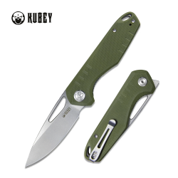 Couteau Kubey Doris Green Lame Acier 14C28N Stonewash Manche G10 IKBS Linerlock Clip KUB324D - Livraison Gratuite