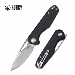 Couteau Kubey Doris Black Lame Acier 14C28N Stonewash Manche G10 IKBS Linerlock Clip KUB324A - Livraison Gratuite