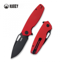 Couteau Kubey Tityus Red Lame Acier D2 Dark Stonewash Manche G10 IKBS Linerlock Clip KUB322J - Livraison Gratuite