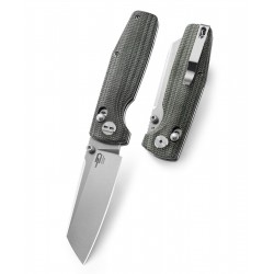 Couteau Bestech Slasher Green Manche Micarta Lame Acier D2 IKBS Axis Lock Clip BTKG43B1 - Livraison Gratuite