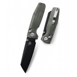 Couteau Bestech Slasher Green Manche Micarta Lame Acier D2 Black IKBS Axis Lock Clip BTKG43B2 - Livraison Gratuite