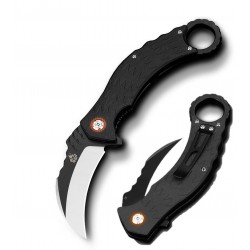 Couteau QSP Eagle Karambit Black Manche G-10 Lame Acier D2 IKBS Linerlock Clip QS120B - Livraison Gratuite