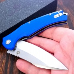 Couteau QSP Snipe Blue Manche G10 Lame Acier D2 IKBS Linerlock Clip QS121A - Livraison Gratuite