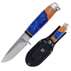 Couteau Puukko Rough Ryder Resine/Wood Lame Acier 440 Manche Résine & Bois Etui Nylon RR2239 - Livraison Gratuite