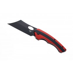 Couteau Bestech Skirmish Red/Black Manche G-10 Lame Cleaver Acier D2 IKBS Linerlock Clip BTKG44A - Livraison Gratuite