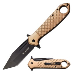 Couteau Tac Force Tactical Urban Tan A/O Lame Tanto Acier 3Cr13 Manche Aluminium Linerlock Clip TF1042TN - Livraison Gratuite