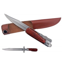 Couteau de Chasse Dague à la d'Estaing S-Tec Lame Acier 3Cr13 Etui Cuir STT2210592 - Livraison Gratuite