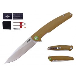 Couteau S-Tec Brown Lame Acier 14C28N Manche G10 Linerlock Clip STTS500BR - Livraison Gratuite