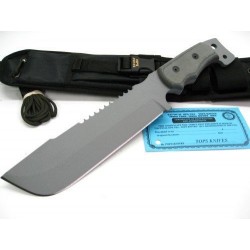 Couteau Tops M4X Punisher Acier 1095 Manche Micarta Etui Nylon Made USA TPM4X01 - Livraison Gratuite