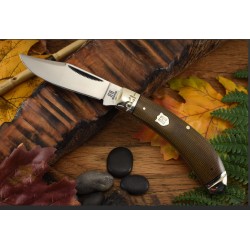 Couteau Rough Ryder Bow Trapper Brown Burlap Lame Acier 440 Manche Micarta RR2375 - Livraison Gratuite