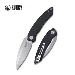 Couteau Kubey Leaf Black Manche G10 Lame Acier AUS-10 IKBS Linerlock Clip KUB333A - Livraison Gratuite