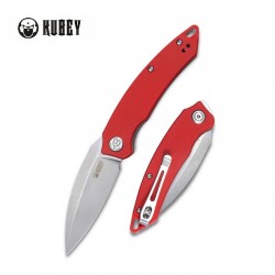 Couteau Kubey Leaf Red Manche G10 Lame Acier AUS-10 IKBS Linerlock Clip KUB333F - Livraison Gratuite