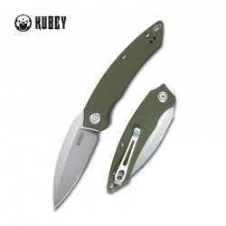 Couteau Kubey Leaf Green Manche G10 Lame Acier AUS-10 IKBS Linerlock Clip KUB333E - Livraison Gratuite