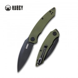 Couteau Kubey Leaf Green Manche G10 Lame Acier AUS-10 Black IKBS Linerlock Clip KUB333C - Livraison Gratuite