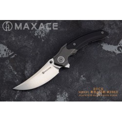 Couteau Maxace Rock Black Manche G10/Titane Lame Acier M390 IKBS Linerlock Clip MAXMRK01 - Livraison Gratuite