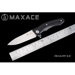 Couteau Maxace Zealot Black Lame Acier Bohler K110 IKBS G10 Handle Linerlock Clip MAXMCZ201 - Livraison Gratuite