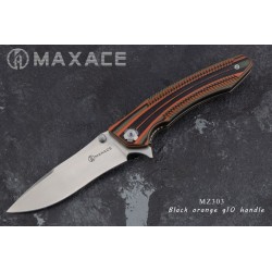 Couteau Maxace Zealot III Black/Orange Lame Acier 10Cr15 IKBS G10 Handle Linerlock Clip MAXMZ303 - Livraison Gratuite