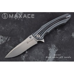 Couteau Maxace Zealot III Black/White Lame Acier 10Cr15 IKBS G10 Handle Linerlock Clip MAXMZ301 - Livraison Gratuite