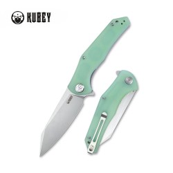 Couteau Kubey Flash Jade Manche G10 Lame Beadblasted AUS-10 IKBS Linerlock Clip KUB158I - Livraison Gratuite