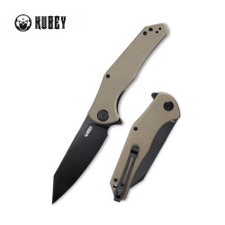 Couteau Kubey Flash Tan Manche G10 Lame Black AUS-10 IKBS Linerlock Clip KUB158J - Livraison Gratuite