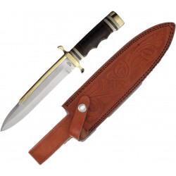 Couteau Rough Ryder Bowie Stacked Leather Manche Cuir Lame Acier Inox Etui Cuir RR2203 - Livraison Gratuite