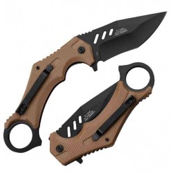 Lot de 3 Couteau Karambit Brown Lame Tanto Acier 3Cr13 Manche ABS Clip Tac Force TF1044BR - Livraison Gratuite