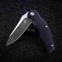 Couteau QSP Pangolin Black Manche G10 Lame Acier D2 Satin IKBS Linerlock Clip QS105A - Livraison Gratuite