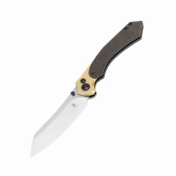 Couteau Kizer Clairvoyant Green Manche Micarta/Laiton Lame Acier 154CM Button Lock KIV4626C1 - Livraison Gratuite