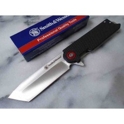 Couteau Smith&Wesson Big Benji Lame Tanto Acier 8Cr13MoV Manche G10/Steel Framelock Clip SW1193145 - Livraison Gratuite