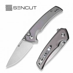 Couteau Sencut Serene Gray Lame Drop Point D2 Manche Aluminum IKBS Button Lock Clip S21022B3 - Livraison Gratuite