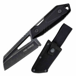 Lot de 2 Couteau Tac Force Cleaver Black Lame Acier 3CR13 Manche Fibre de Nylon Etui Canvas TFFIX021BK - Livraison Gratuite