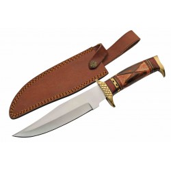 Couteau De Chasse Western Sun Hunter Lame Acier Inox Manche Os Etui Cuir PA203464 - Livaison Gratuite