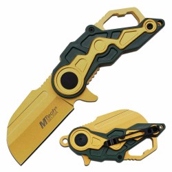 Lot of 3 Couteau Mtech Cleaver Gold A/O Lame Acier 3Cr13 Manche ABS Linerlock Clip MTA1199GYL - Livraison Gratuite