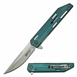 Lot de 3 Couteau Mtech Persian Teal A/O Lame Acier 3Cr13 Manche Alu Linerlock Clip MTA1200TL - Livraison Gratuite