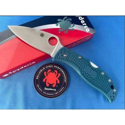 Couteau Spyderco LeafJumper Blue K390 Plain Manche FRN Lockback Clip Made Japan SC262PBLK390 - Livraison Gratuite