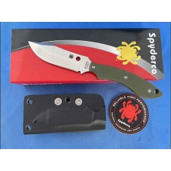 Couteau Spyderco Stok Bowie Lame Acier 8Cr13MoV Manche OD Green G10 Etui Boltaron SCFB49GPOD - Livraison Gratuite