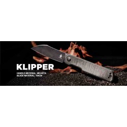 Couteau Kizer Cutlery Klipper Black Lame Acier 154CM Manche Micarta IKBS Linerlock Clip KIV3580C2 - Livraison Gratuite