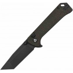 Couteau QSP Knife Grebe Dark Brown Lame Tanto Acier 14C28N Manche Micarta IKBS Button Lock Clip QS148A2 - Livraison Gratuite