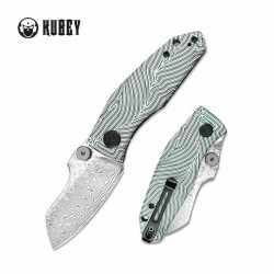 Couteau Kubey Monsterdog Damas Manche White/Green G10 Lame Damas IKBS Linerlock Clip KUB337E - Livraison Gratuite