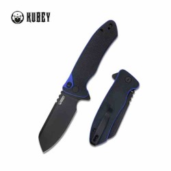 Couteau Kubey Creon Blk/Blue Button Lock Lame Acier AUS-10 Manche G10 IKBS Clip KUB336D - Livraison Gratuite