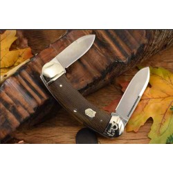 Couteau Rough Ryder Bow Canoe Burlap Manche Micarta Lames Acier 440 RR2376 - Livraison Gratuite