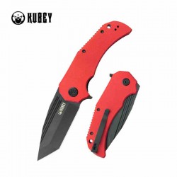 Couteau Kubey Bravo One Red Manche G10 Lame Acier AUS-10 Blackwash IKBS Linelock Clip KUB318B - Livraison Gratuite